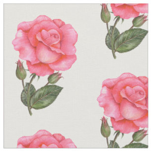 Blommigt av vattenfärgsfärg Rosa ros Tyg