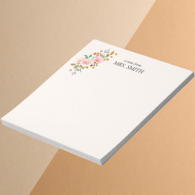 Blommigt av vattenfärgsljus Gult Note från Lärare Anteckningsblock (Skapare uppladdad)