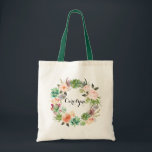 Blommigt av vattenfärgssucculents Tote Bag Bridesm Tygkasse<br><div class="desc">Anpassade till påsen med vattenfärgsuckulens och krutkrans med blommornas accent. Denna blommigt till säcken är perfekt som en personlig gåva.</div>