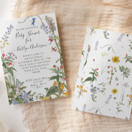 Blommigt av vildblommans vattenfärg i Bees Baby Sh Inbjudningar