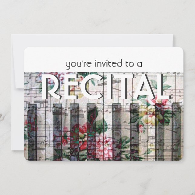 blommigt av vintage piano, skäl, musikhändelse inbjudningar (Framsida)