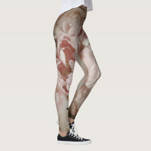 Blommigt av Vintagens Rosa och vitvattenfärg Leggings