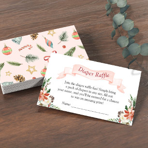 Blommigt av vinter-poinsettia Baby Shower Diaper R Tilläggskort