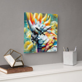 Blommigt av viskartad Gult av poppies Fyrkantig Klocka