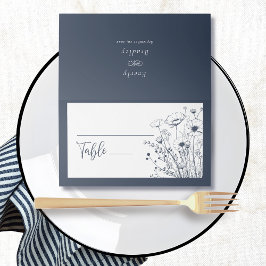 Blommigt av vit marin Wildblomma - minimalt fet st Placeringskort