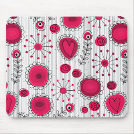 Blommigt av vita och vita hjärta och blommor musmatta