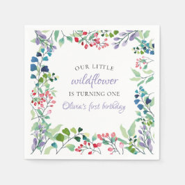 Blommigt av Wildblomens vattenfärg första födelsed Pappersservett