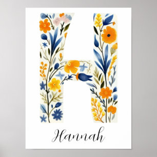 Blommigt av Wildblomma Första Brev H-utskrift Poster