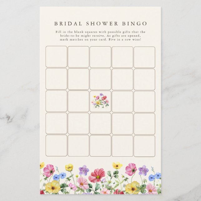 Blommigt av Wildblomsrustic Chic Möhippa Bingo (Framsida)