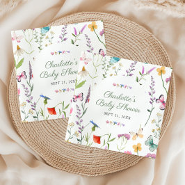 Blommigt av Wildblomsterkön Neutral Baby Shower Pappersservett