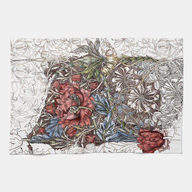 Blommigt av William morris-blommor elegant Kökshandduk (Horisontell)