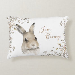 Blommigt av Woodland Animals Bunny Rabbit Prydnadskudde