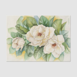 Blommigt Avsluta Magnolia White Watercolor