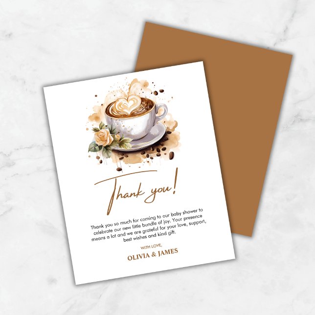 Blommigt Baby är BreBaby Shower - tack för ditt ko (A Baby is Brewing Baby Shower Thank You Card )