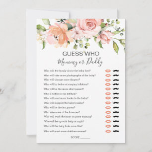 Blommigt Baby Bingo/Gissa vem Baby Shower-spel Inbjudningar