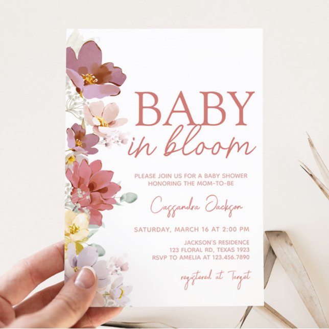 Blommigt Baby Bloom Baby Shower Inbjudningar (Spring Wildflower Baby Shower Invitation)