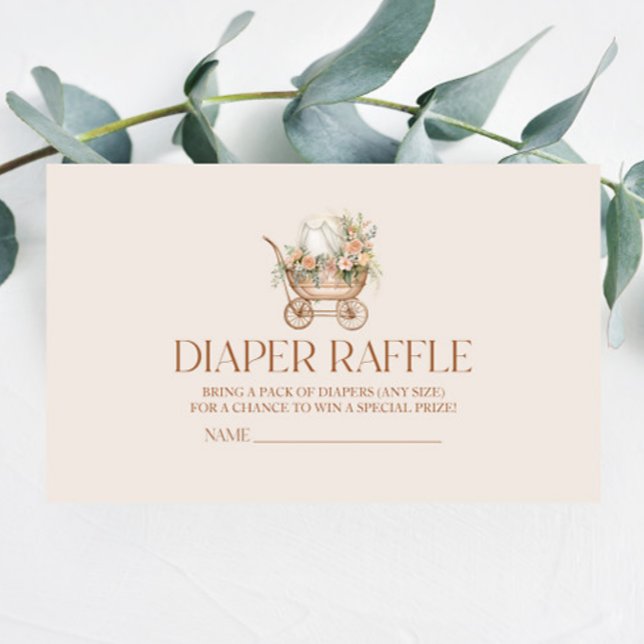 Blommigt Baby Carriage Baby Shower Diaper Raffle Tilläggskort (Skapare uppladdad)