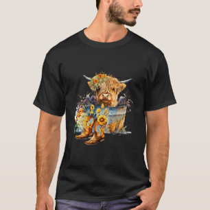 Blommigt Baby Highland Cow CowboyBoots Western Far T Shirt