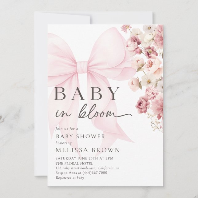 Blommigt Baby i BLOMBILDER-inbjudan Inbjudningar (Framsida)