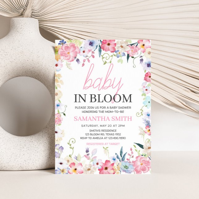 Blommigt Baby i Bloom Vår Baby Shower Inbjudningar (Baby in Bloom Baby Shower Invitation)