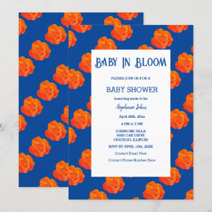 Blommigt Baby i Orangen Blått babyskor Inbjudningar