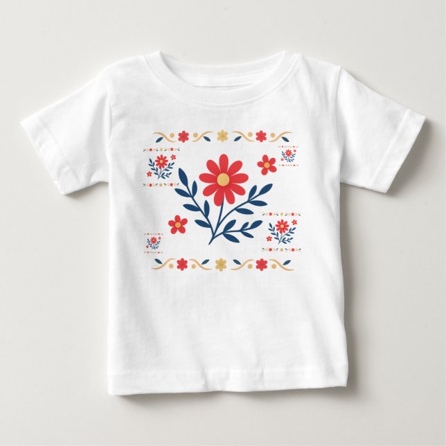 Blommigt Baby Jersey T-Shirt (Framsida)