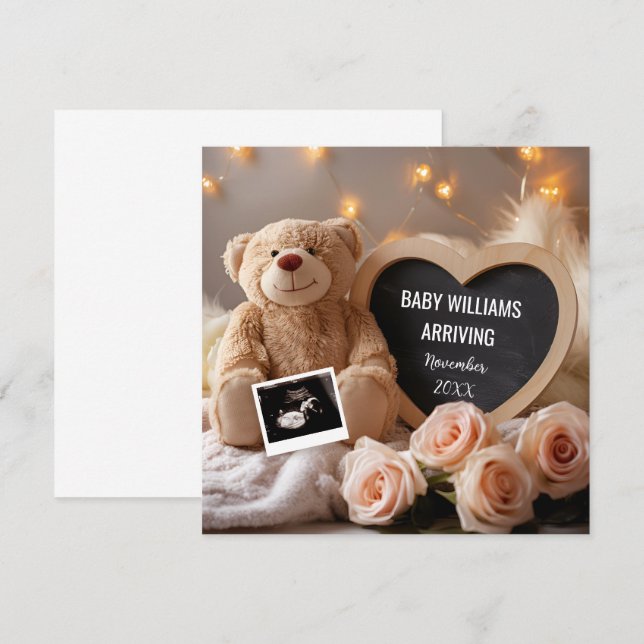 Blommigt Baby meddelande om Social Media Inbjudningar (Fram/baksida)
