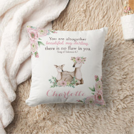 Blommigt Baby och Mor Hjort Bible Verse Nursery Kudde