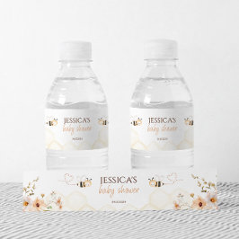 Blommigt Baby Shower Bee Baby Bee Vattenflaskor Etikett