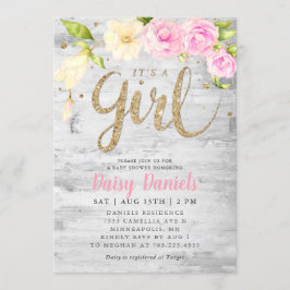 Blommigt Baby Shower | Det är en flicka Inbjudningar