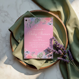 Blommigt Baby Shower - Elegant Watercolor Flowers Inbjudningar