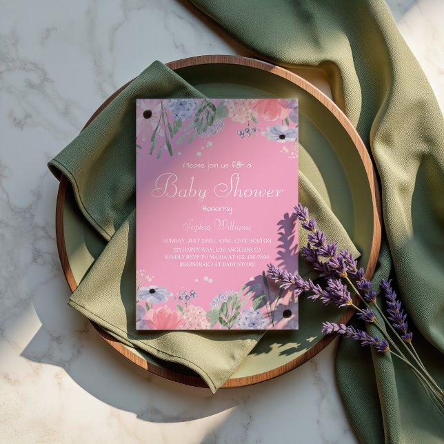 Blommigt Baby Shower - Elegant Watercolor Flowers Inbjudningar (Skapare uppladdad)