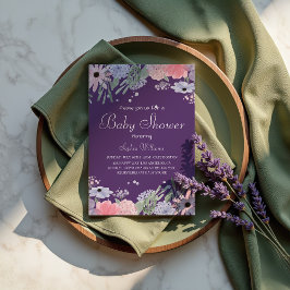 Blommigt Baby Shower - Elegant Watercolor Flowers Inbjudningar
