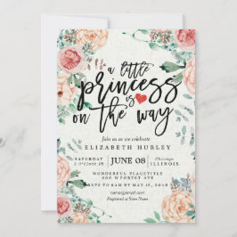 Blommigt Baby Shower en liten prinsessa är på väg Inbjudningar