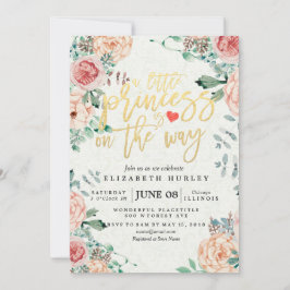 Blommigt Baby Shower en liten prinsessa är på väg Inbjudningar
