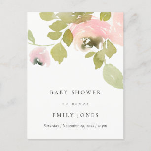 BLOMMIGT BABY SHOWER FÖR VATTENFÄRGEN RO INBJUDAN VYKORT