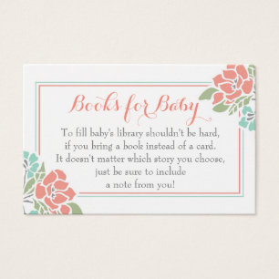 Blommigt Baby Shower Hämta en Bok-begäran Visitkort