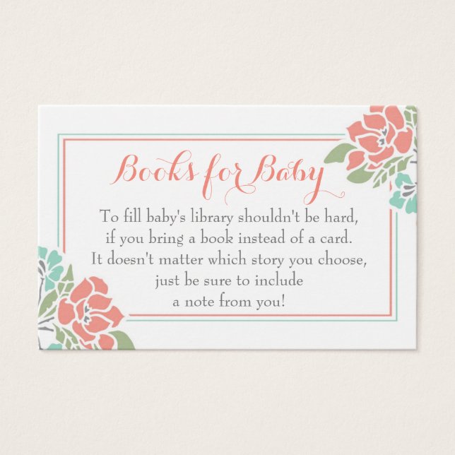 Blommigt Baby Shower Hämta en Bok-begäran Visitkort (Framsida)