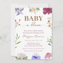 Blommigt Baby Shower-inbjudningar Baby i bloom Inbjudningar