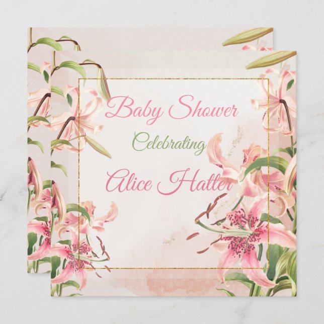 Blommigt Baby Shower Julkort (Fram/baksida)