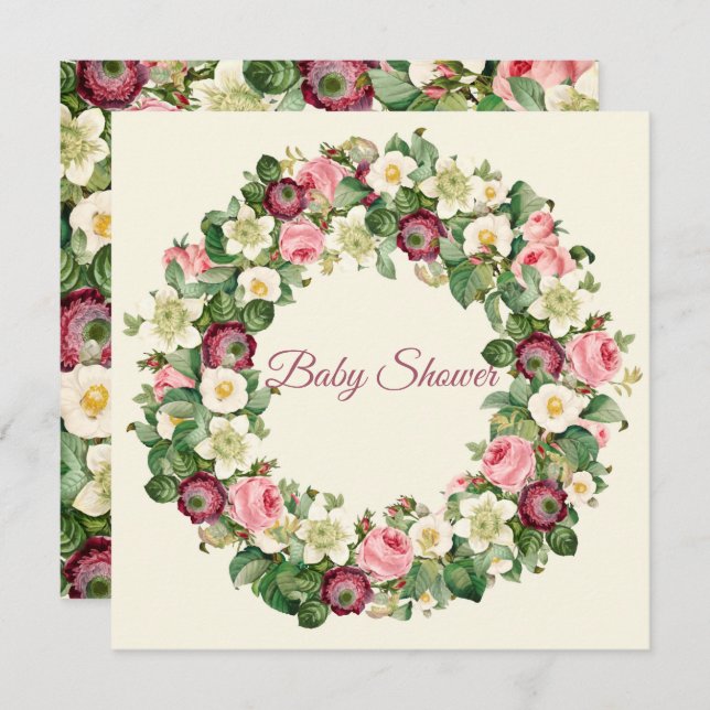 Blommigt Baby Shower Julkort (Fram/baksida)