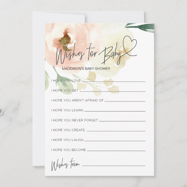Blommigt Baby Shower Önskemål för spelkortet Baby Inbjudningar (Framsida)