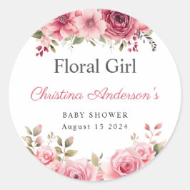 Blommigt Baby Shower Ro Colorful Runt Klistermärke