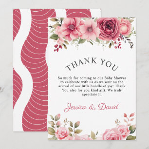 Blommigt Baby Shower Ro Colorful Tack Kort