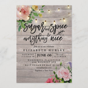 Blommigt Baby Shower Sugar & Spice & All Nice Inbjudningar