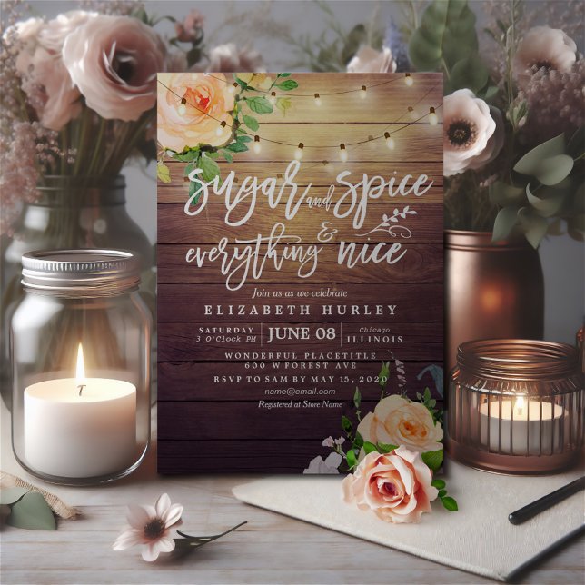 Blommigt Baby Shower Sugar & Spice & All Nice Inbjudningar (Skapare uppladdad)