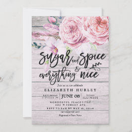 Blommigt Baby Shower Sugar & Spice & All Nice Inbjudningar