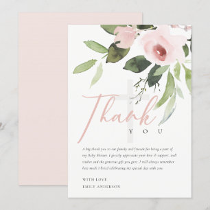 BLOMMIGT BABY SHOWER TACK AV SOFT RO ROSA INBJUDNINGAR
