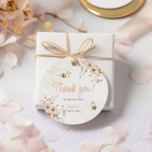 Blommigt Baby Shower Tack Round Gåvor Etiketter