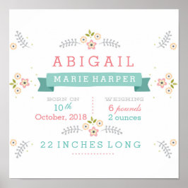Blommigt Baby Stats Poster